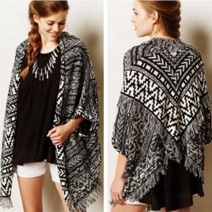 MOTH Anthropologie Fringed Jacquard Aztec Cardigan
